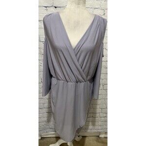 Venus Cold Shoulder Wrap Dress, Lined With Kimono Sleeves Light Purple XL
